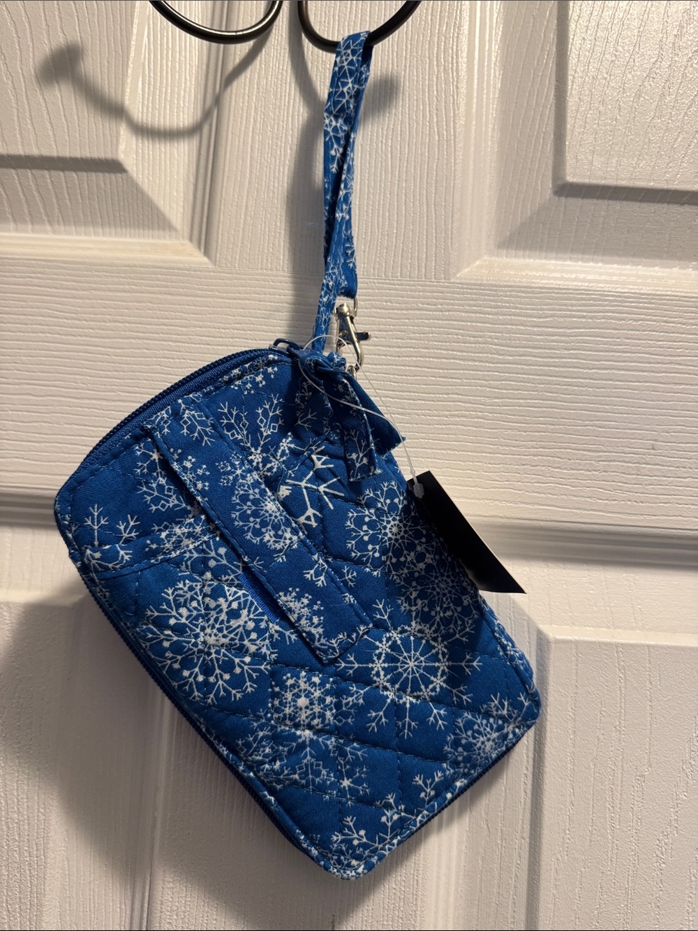Blue Snowflake Quilted Wristlet Wallet
